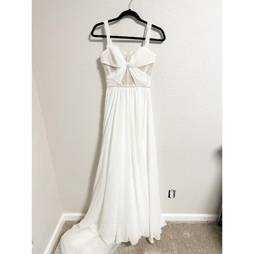 Ines by Ines Di Santo Twist Front Lace Wedding Dress Rhinestone Embellished Sz 6